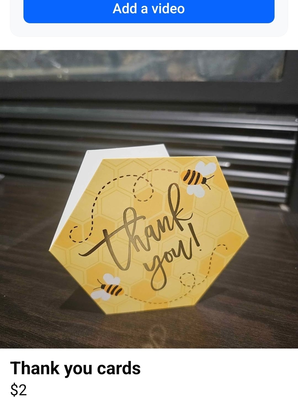 Yellow Hexagon Bee Thank You Cards